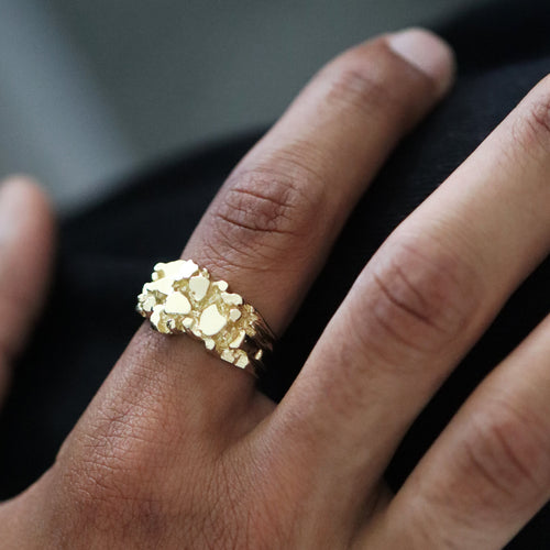 mens gold 14k solid nugget ring rings