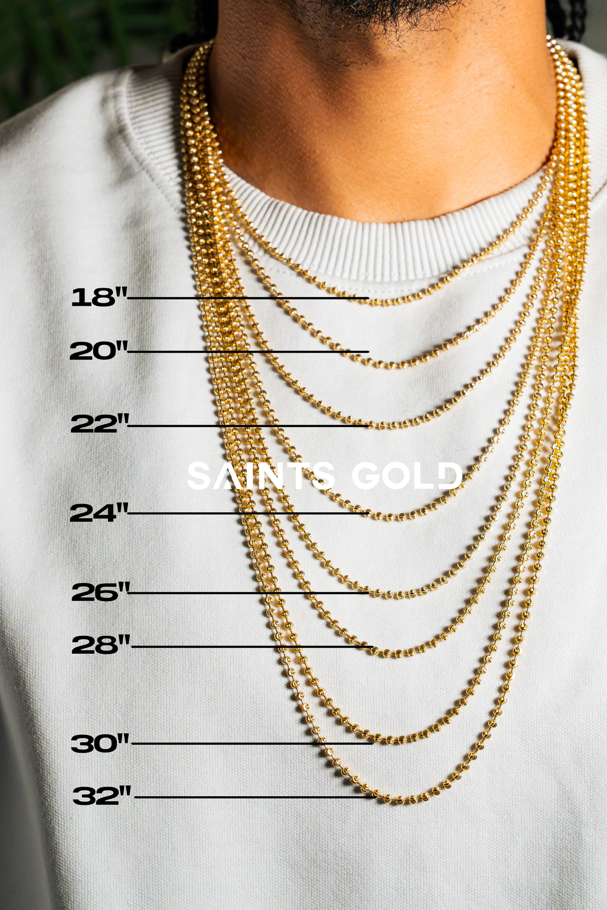 Men's Gold Chains Size Guide