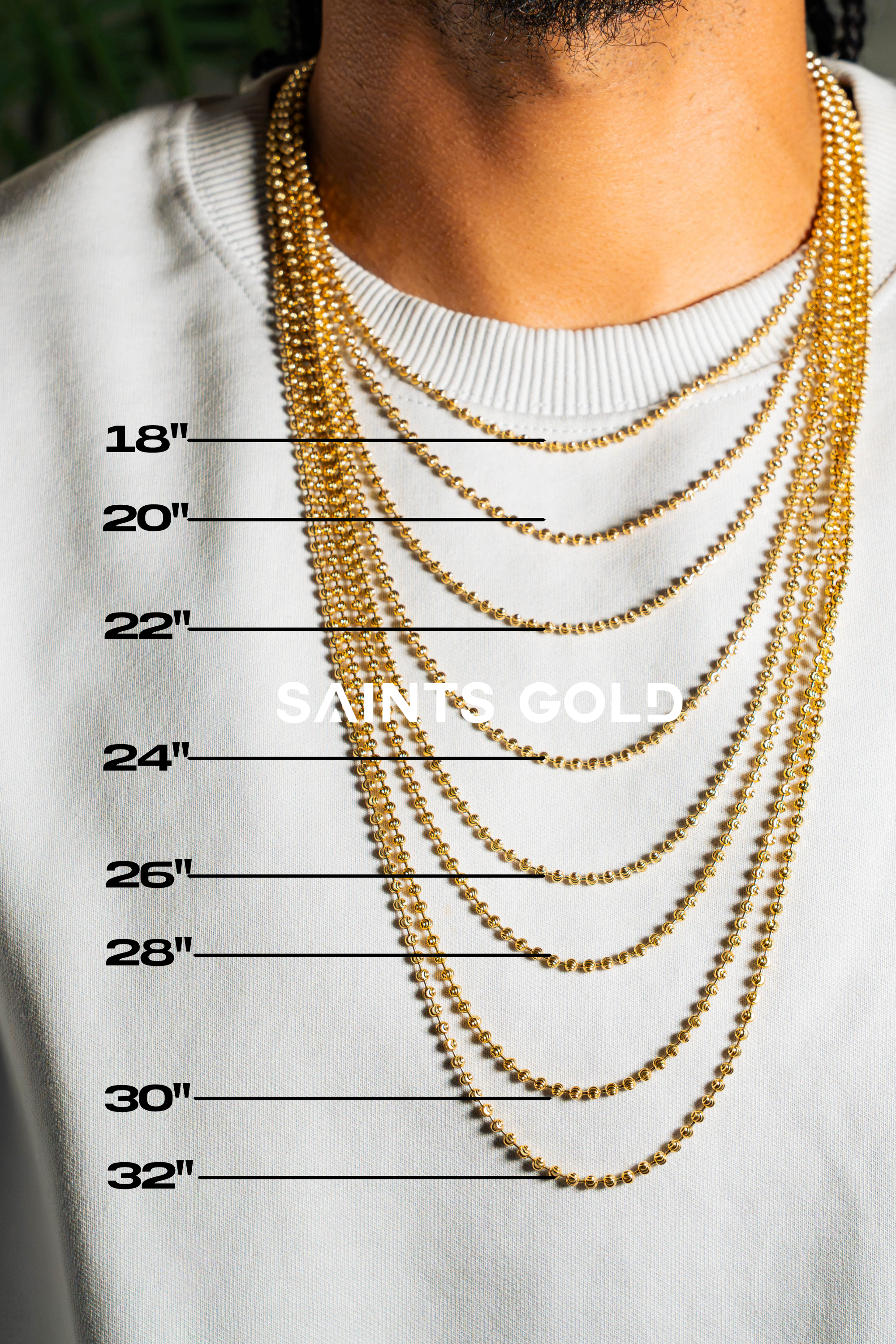 Men's Gold Chains Size Guide