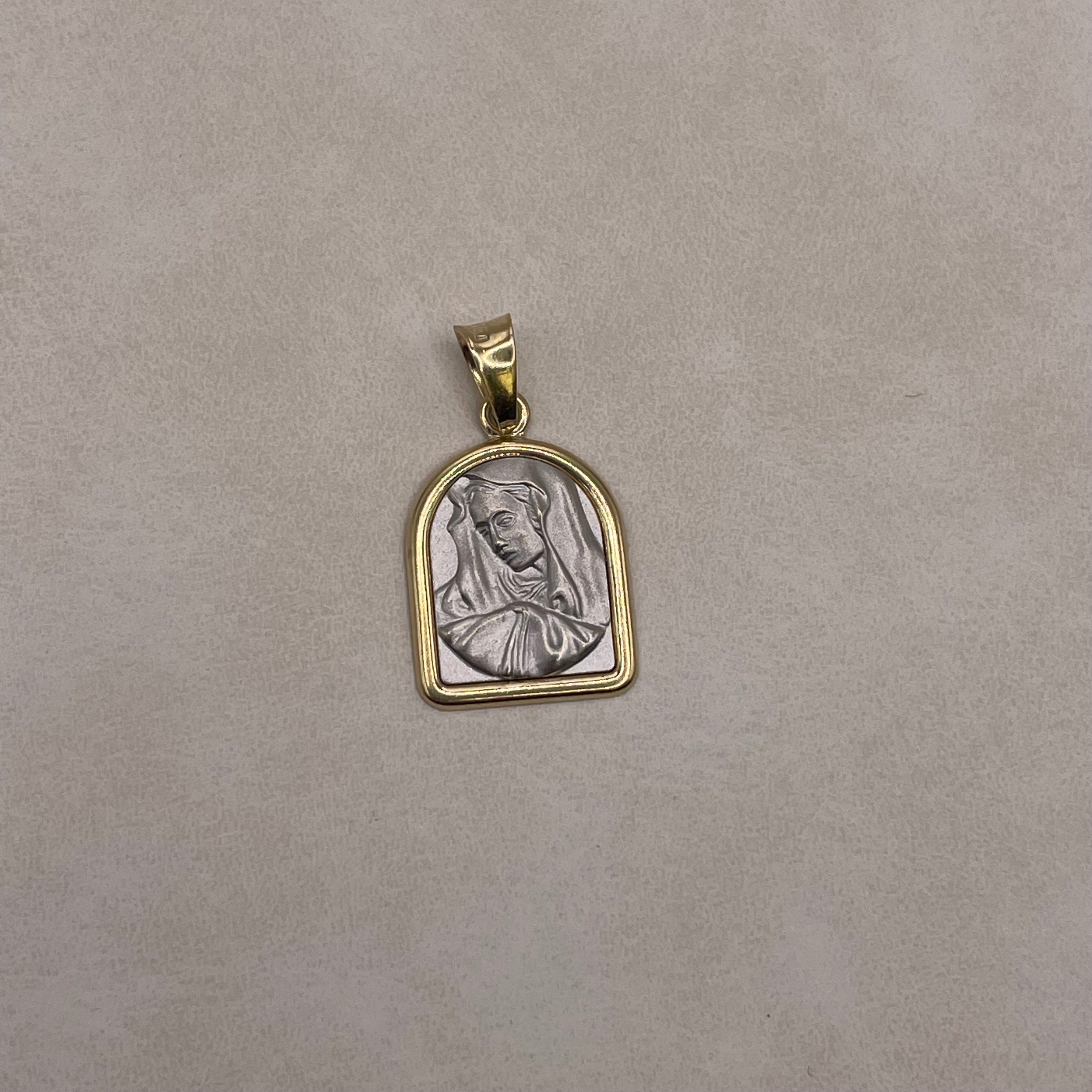 Two-tone Virgin Mary Religious Pendant 14K - Saints Gold Co.