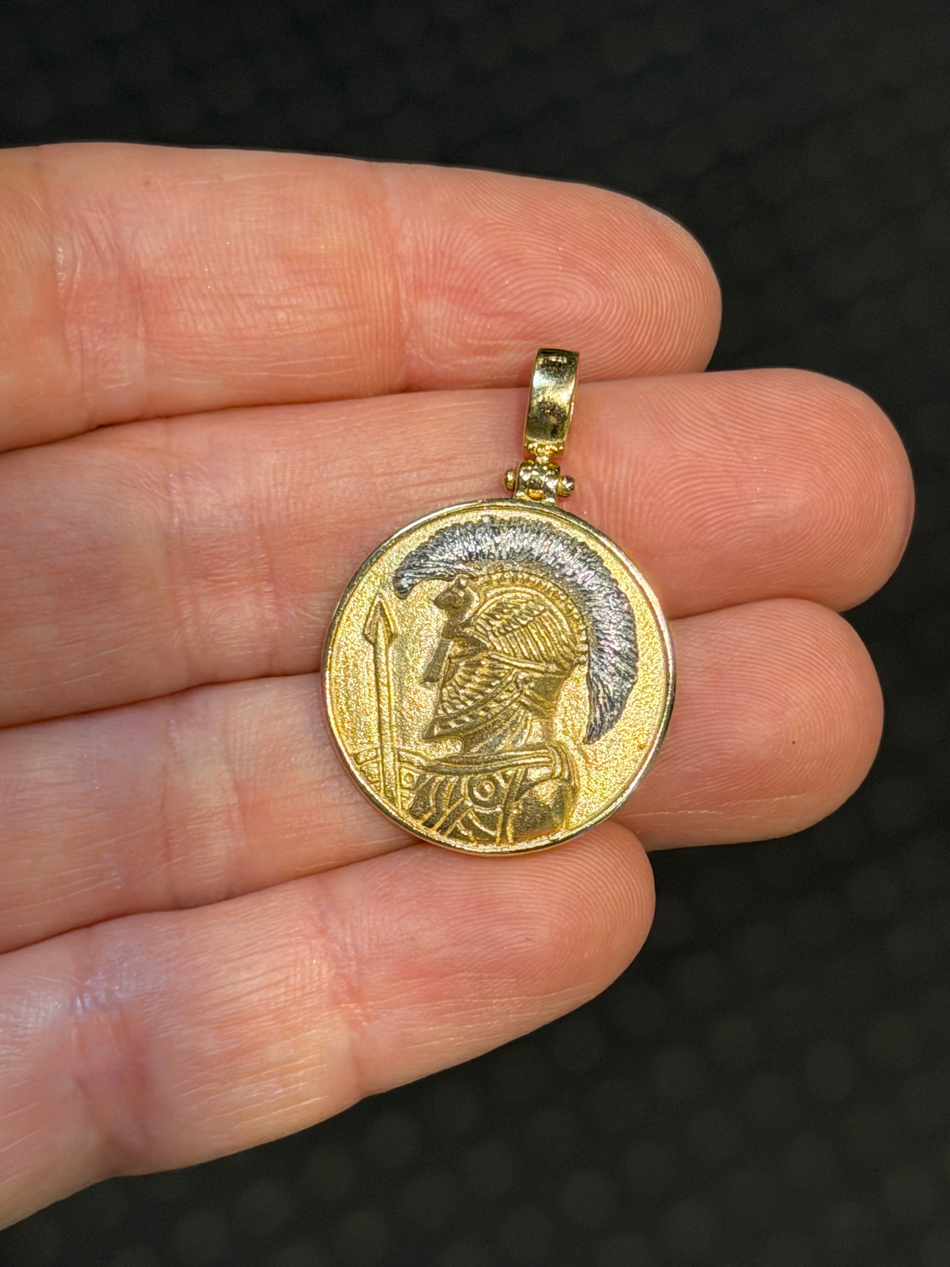 21mm Gladiator Portrait Pendant 14K Gold