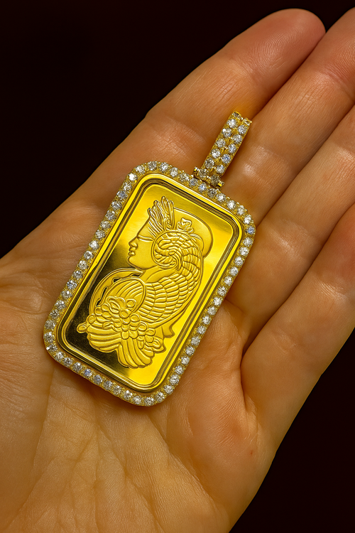 Credit Suisse 999.9 Pure Gold Pamp With Diamond Bezel