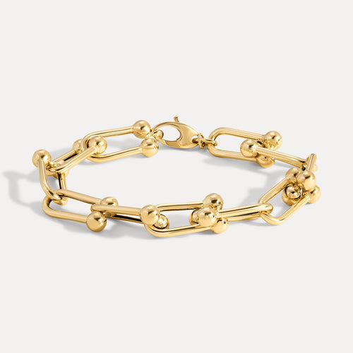 14K Gold U-Link Bracelet (Hollow)
