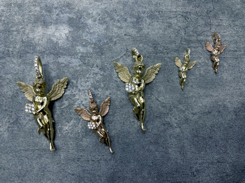 Large 3D Diamond Angel Pendant