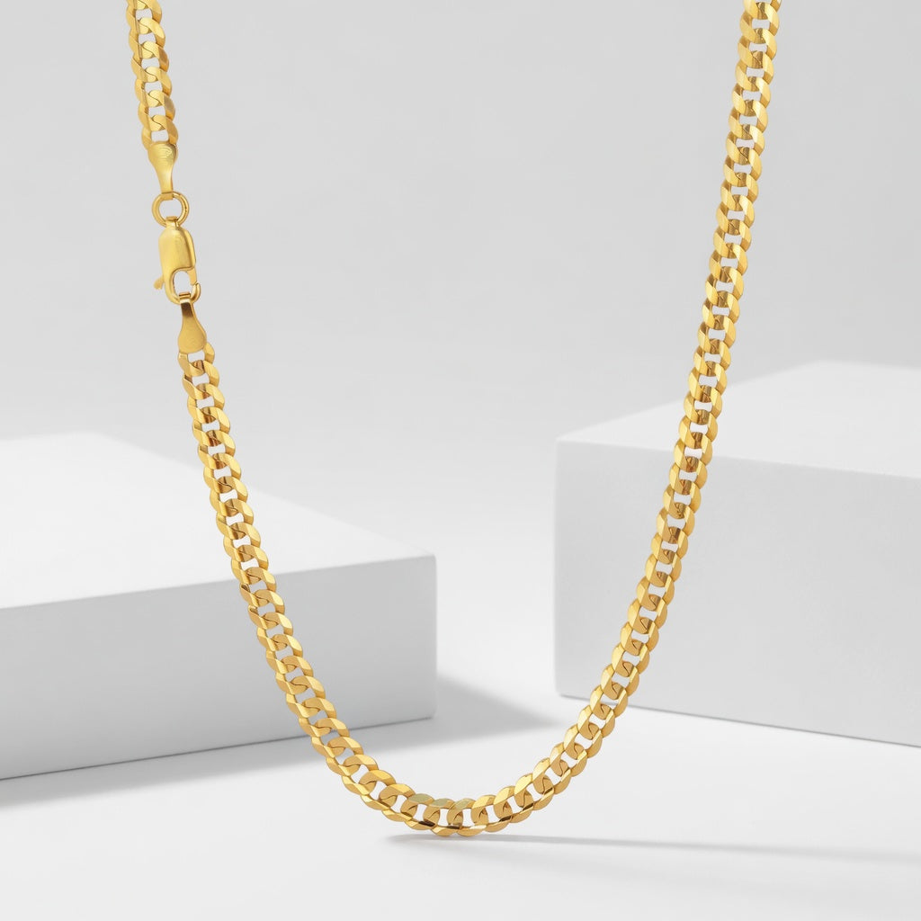14K Flat Curb Chain - Saints Gold Co.