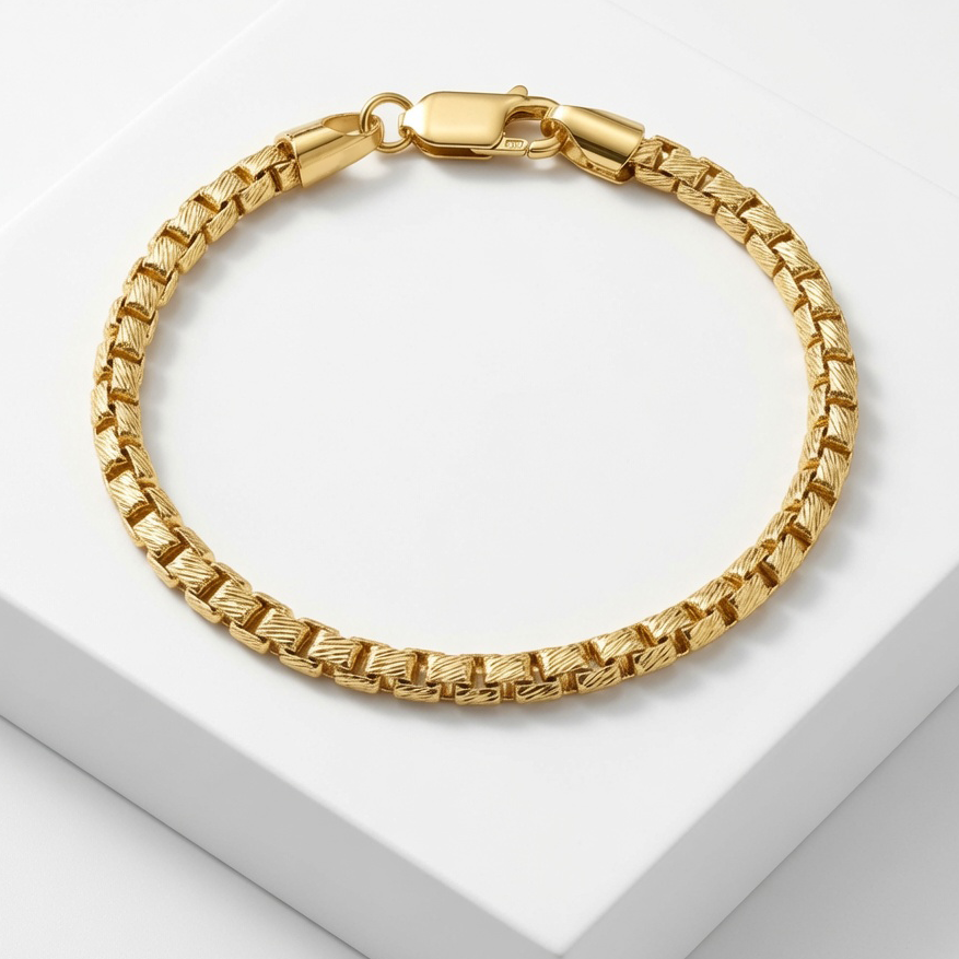 14K Box Bracelet (Diamond Cut)