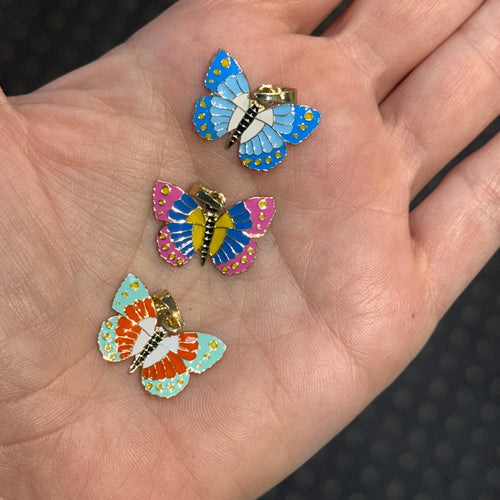 custom made gold butterfly sing with colorful enamel 14k solid gold
