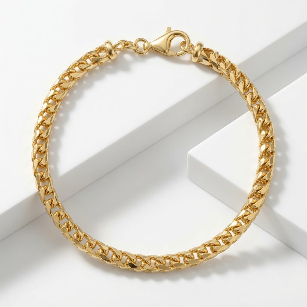 18K Franco Bracelet (Diamond Cut) - Saints Gold Co.