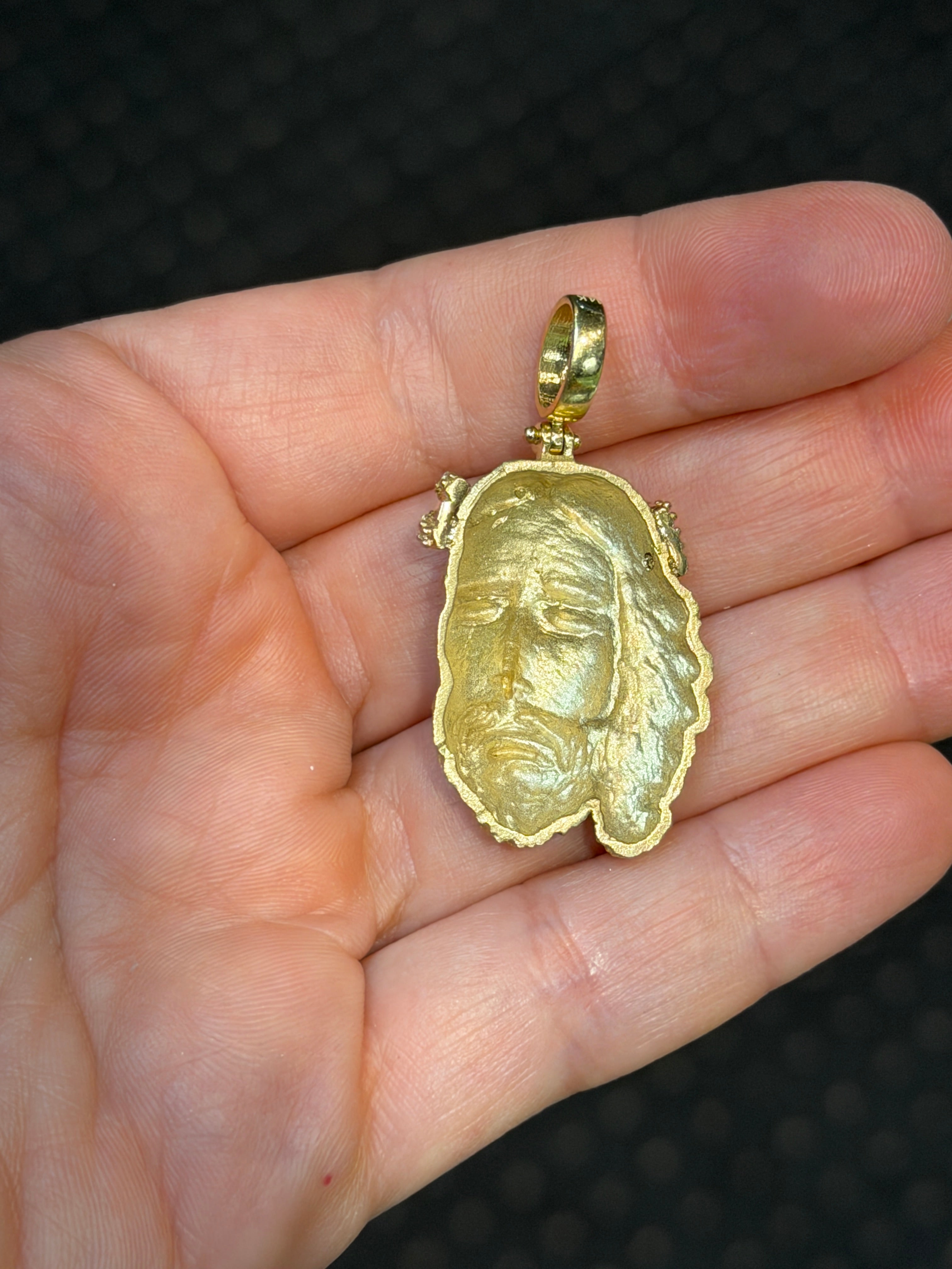 Hollow 14K Gold CZ Jesus Head - Saints Gold Co.