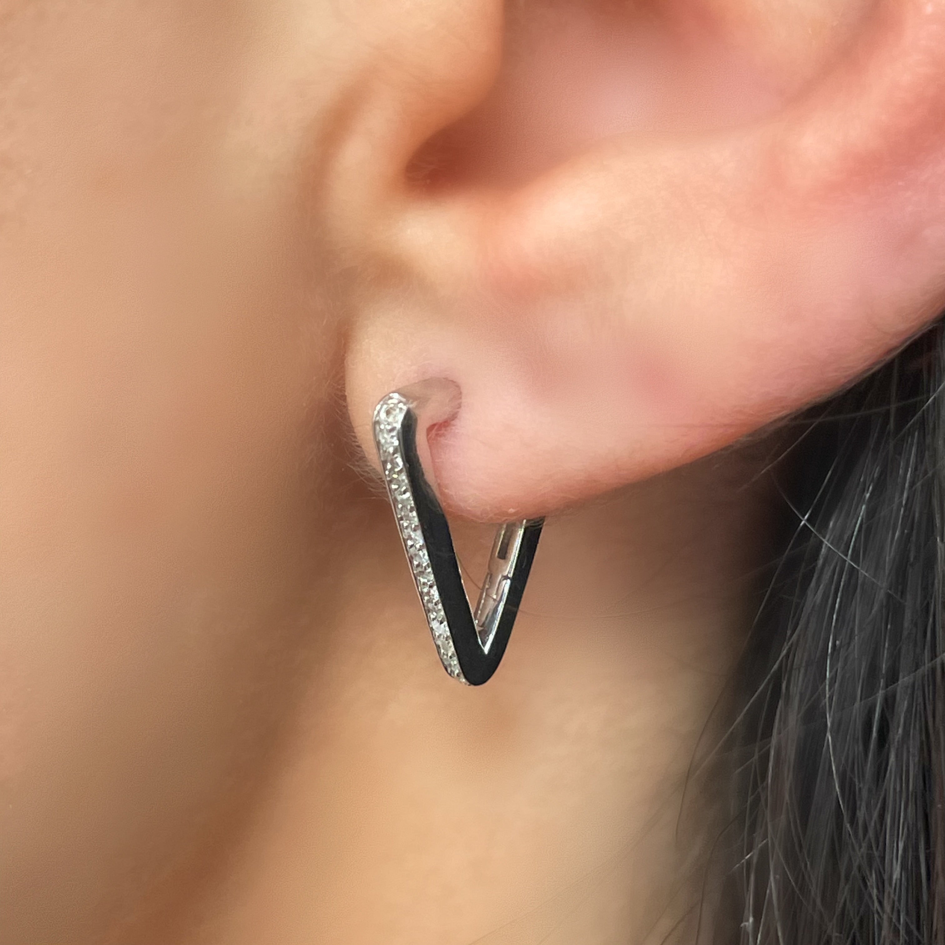 Triangle Huggies Natural Diamonds Solid Gold