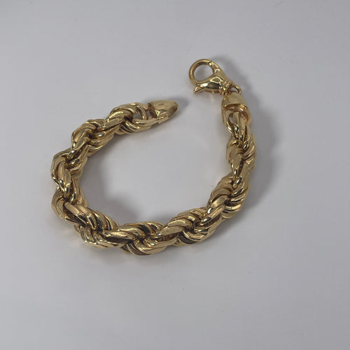 12MM Handmade Rope Bracelet 18K 137.3g 8.5”