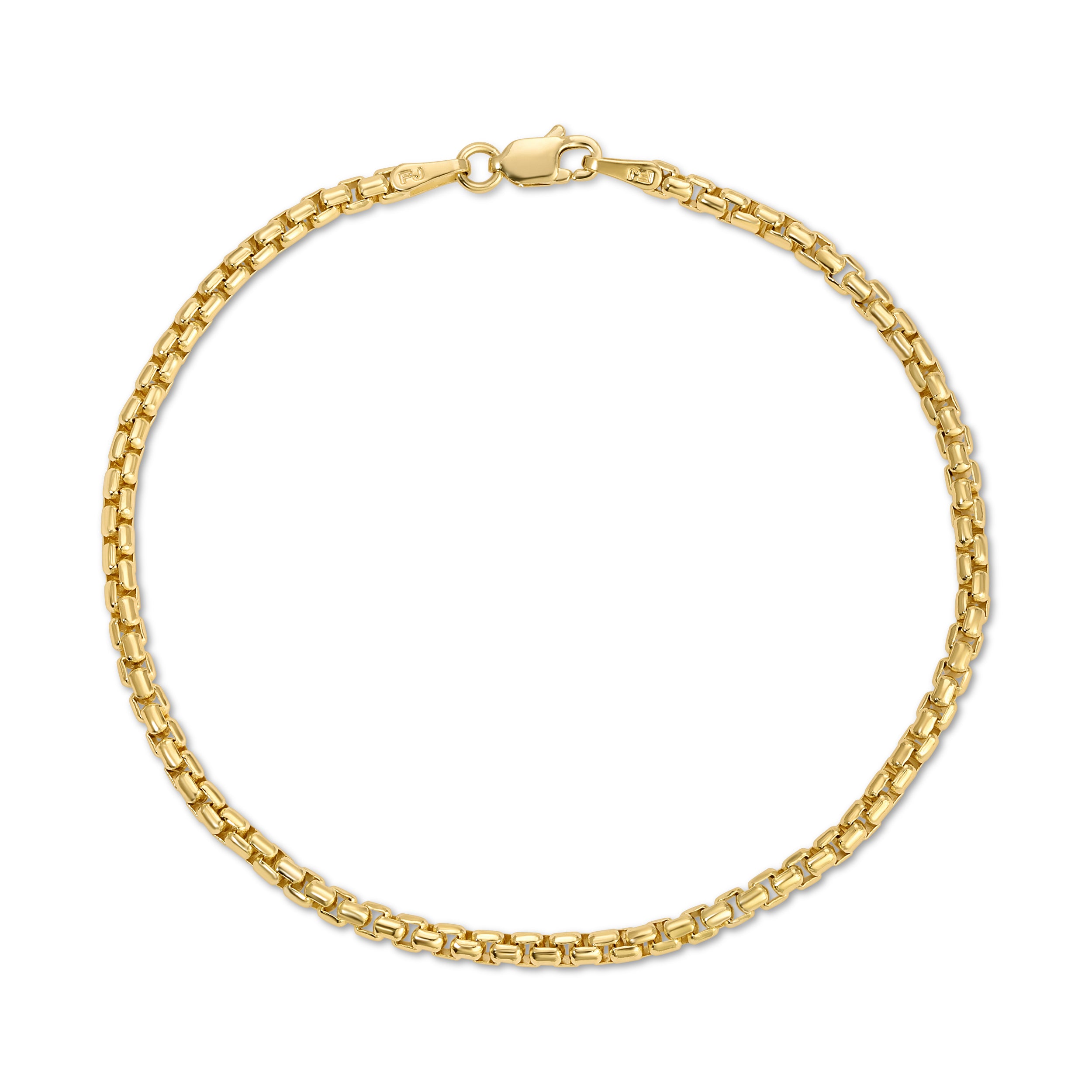 2.7MM Rounded Box Bracelet (Solid Gold)