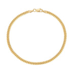skinny cuban link chain bracelet dainty solid gold beautiful 2.7mm thick with lobster clasp for extra secure closure end caps stamped 14k or 18k with jump ring
