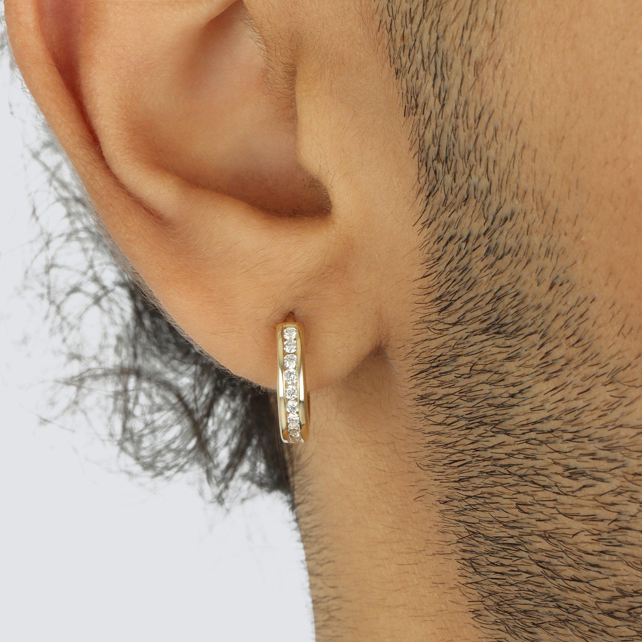 Mens diamond huggie hoop earrings Clearance