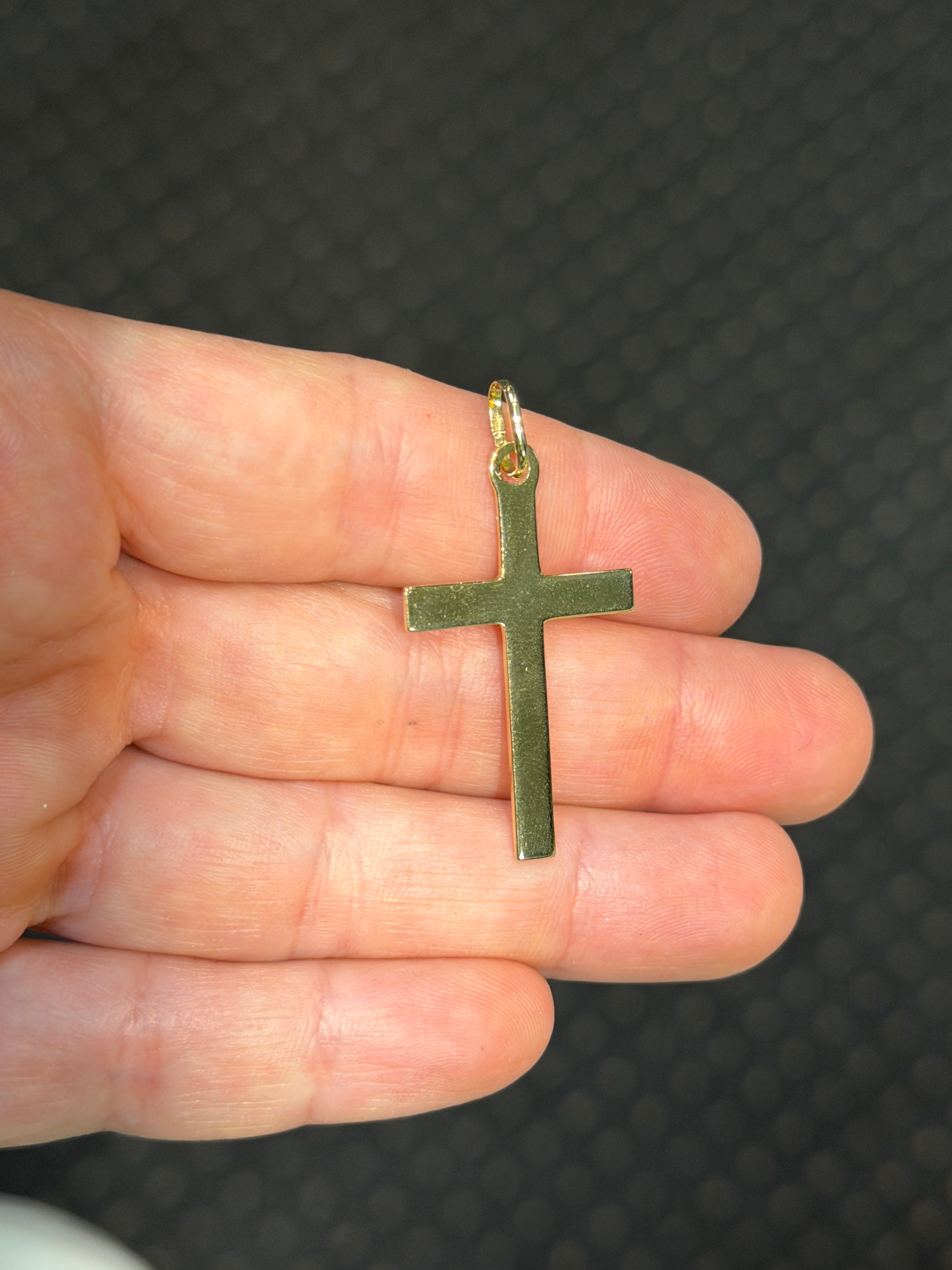 39mm Flat 14K Gold Polished Cross