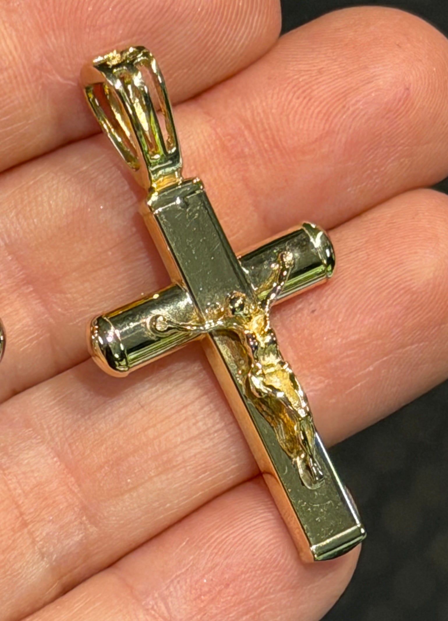 Rounded 14K Gold Hollow Crucifix - Saints Gold Co.