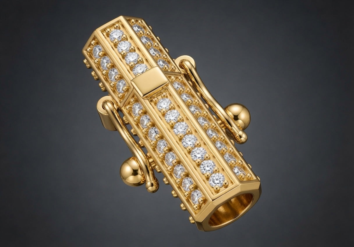 Natural Diamond Vial Barrel Lock - Saints Gold Co.