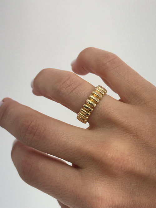 Waffle Ring 14K Solid Gold