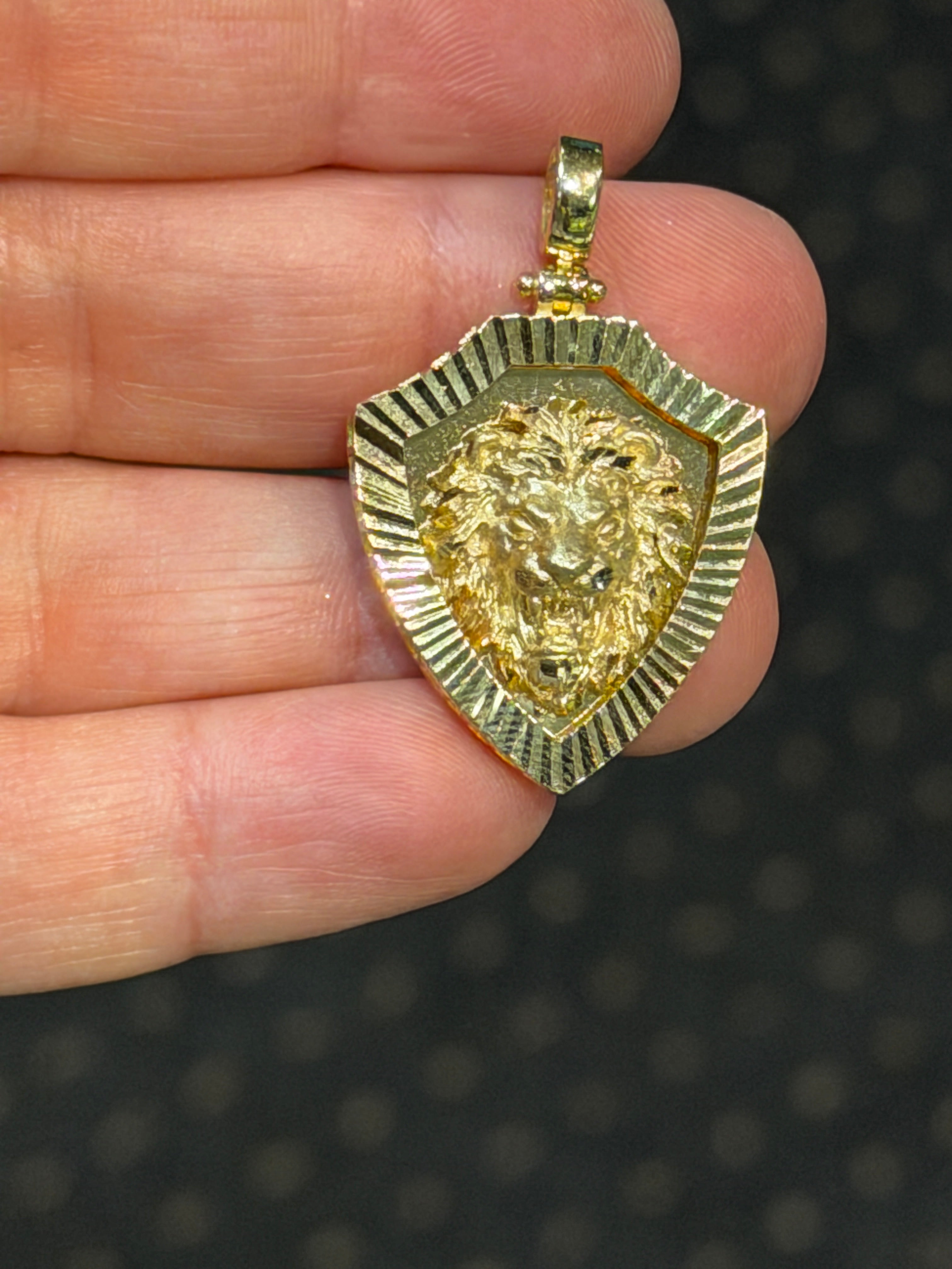 Lion Shield Pendant 14K Gold