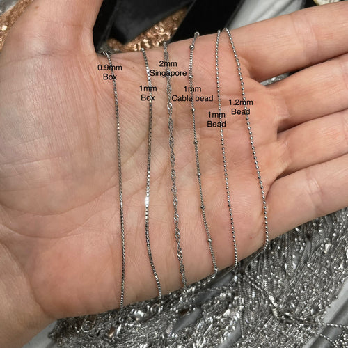 0.9MM Box Chain (Platinum)