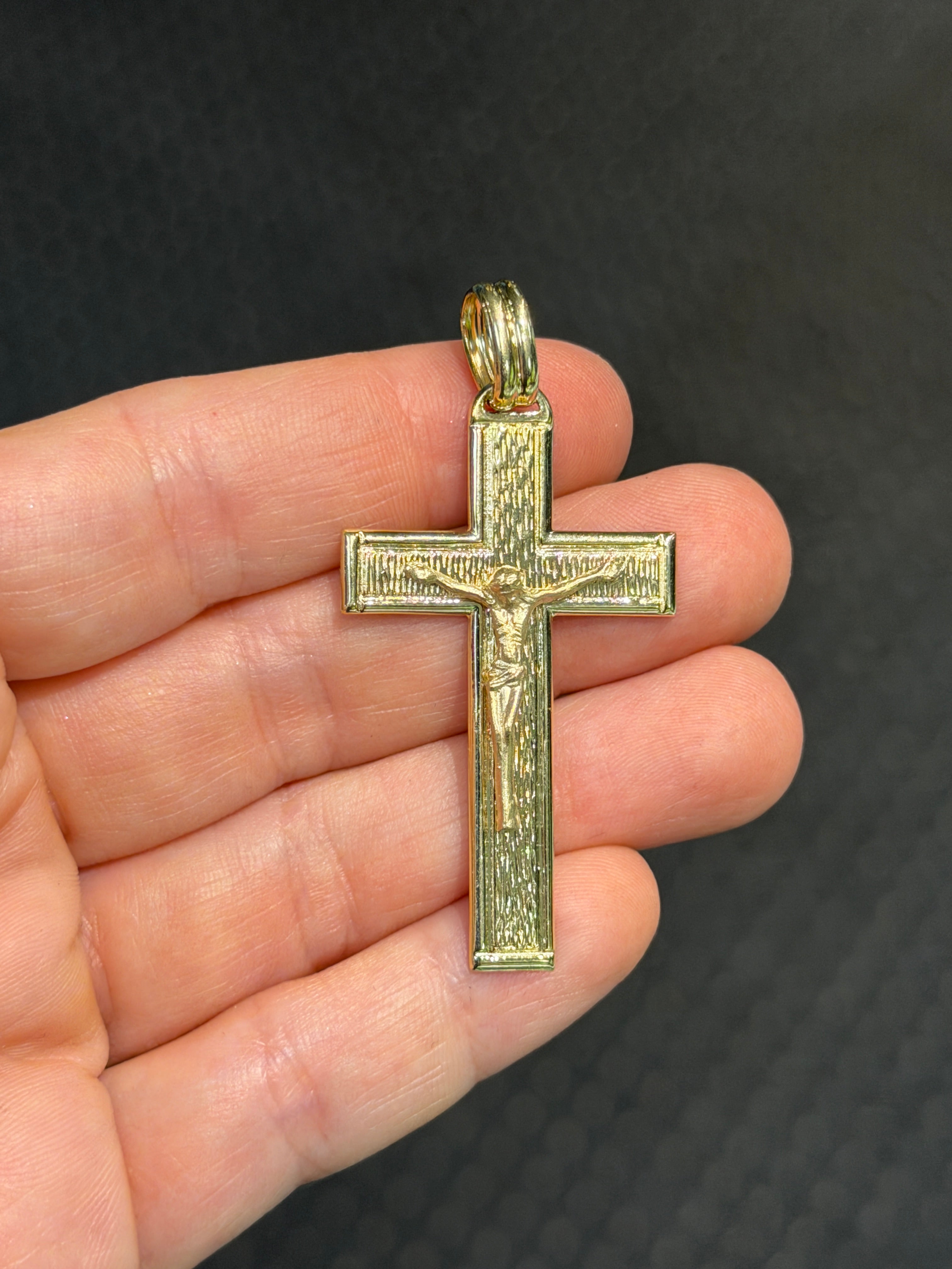 Textured Ancient Crucifix 14K Yellow Gold