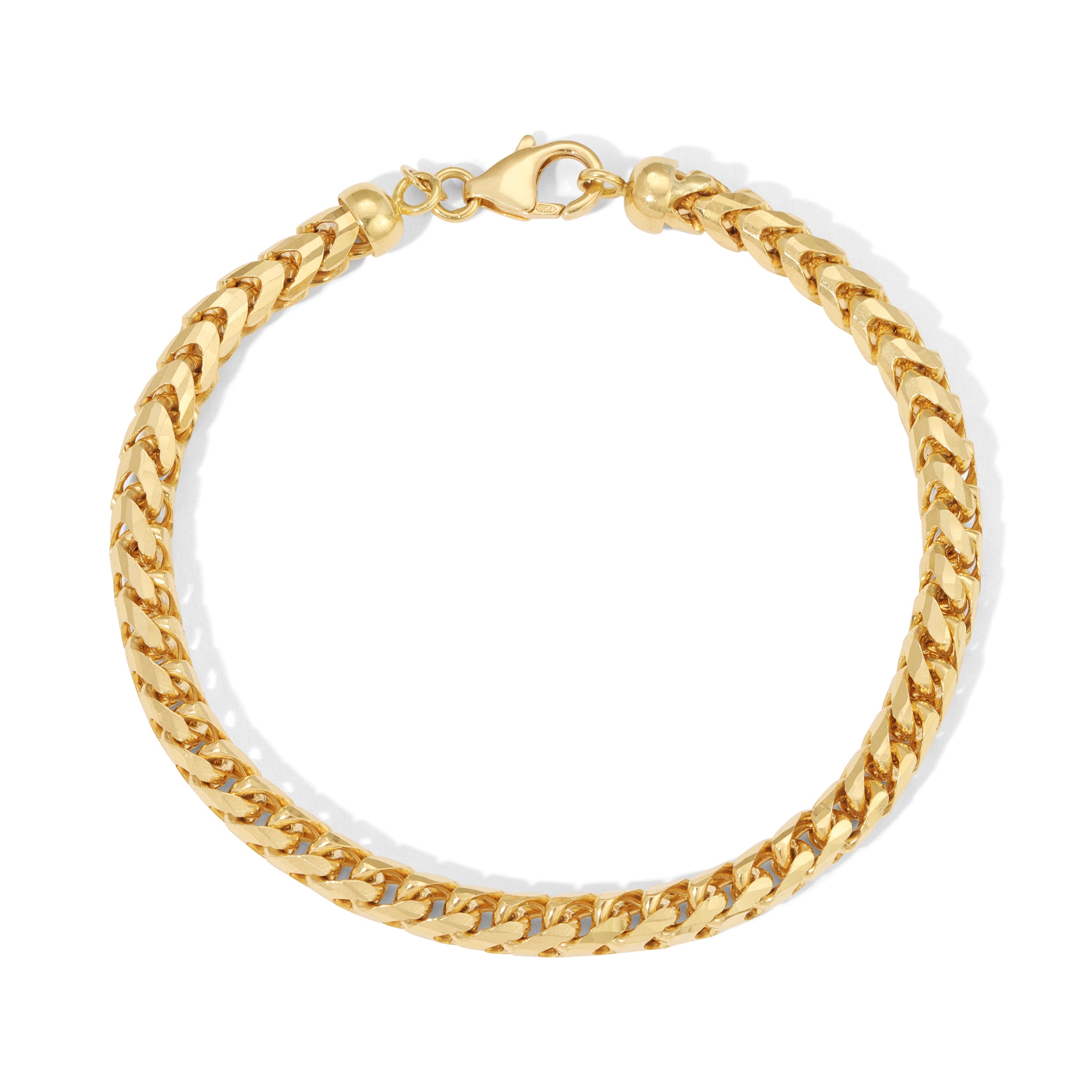 14K 5.0MM Franco Diamond Cut Bracelet 9" (Final Sale) - Saints Gold Co.