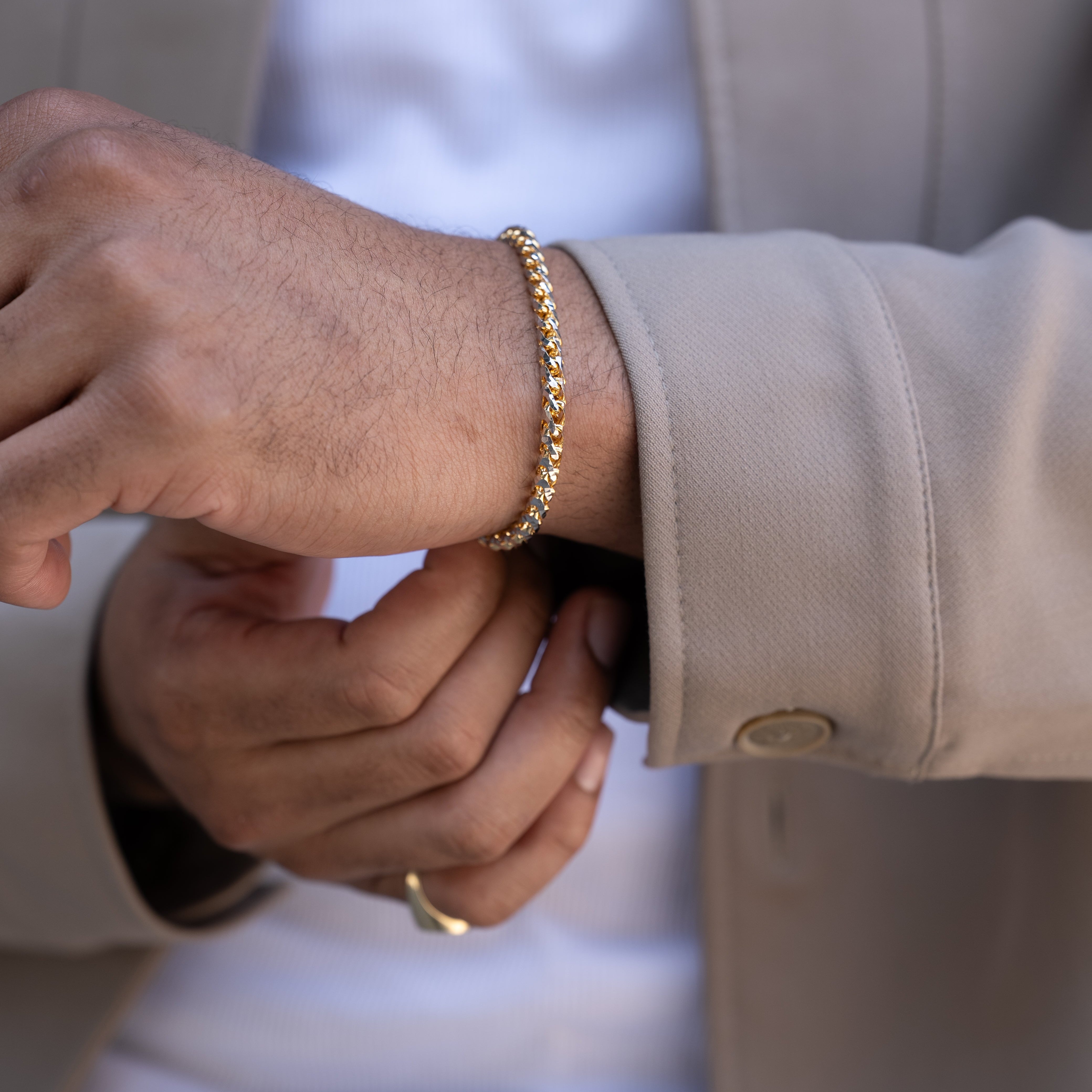 5.0MM Saint Franco Bracelet Two-Tone (Prism Cut) - Saints Gold Co.