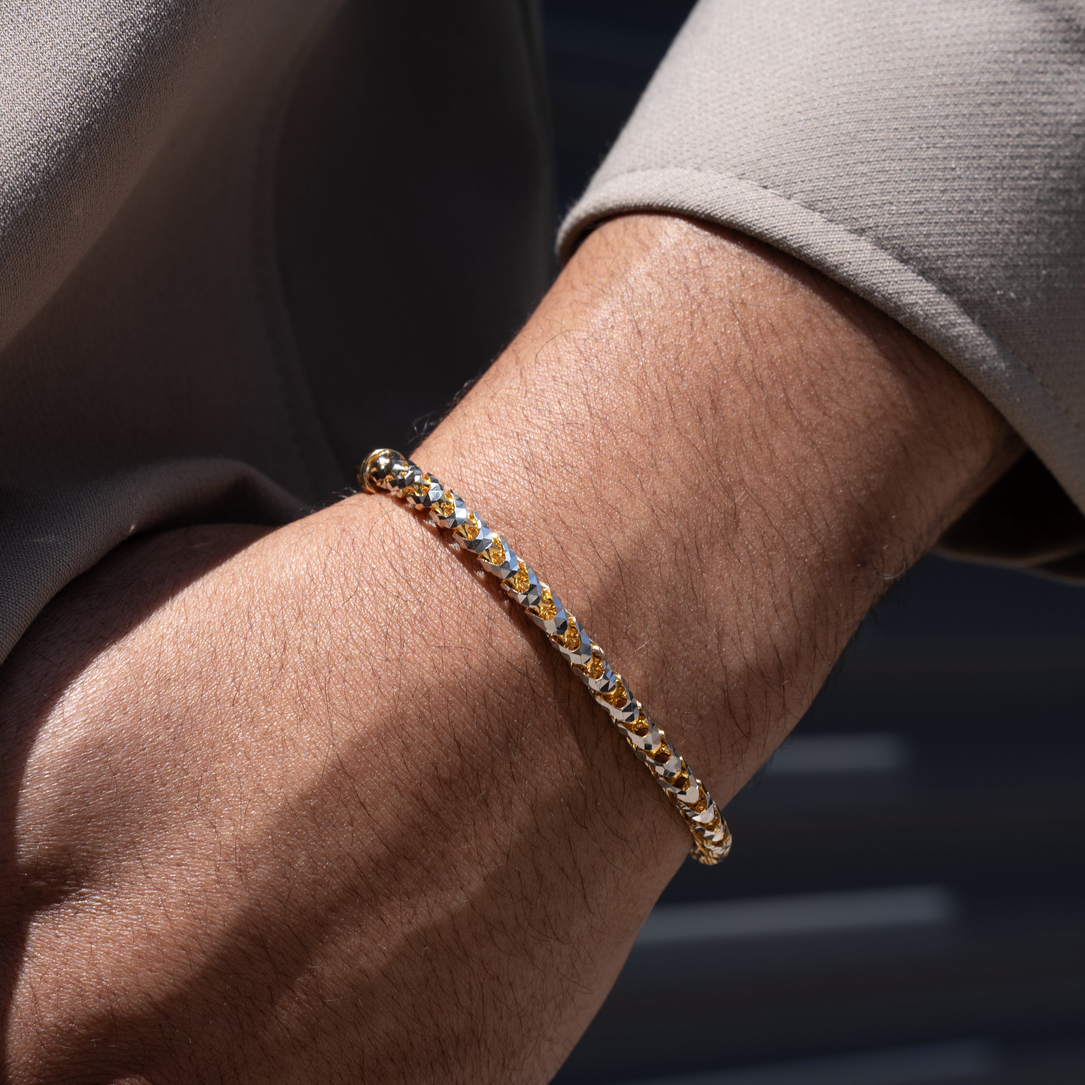 5.0MM Saint Franco Bracelet Two-Tone (Prism Cut) - Saints Gold Co.