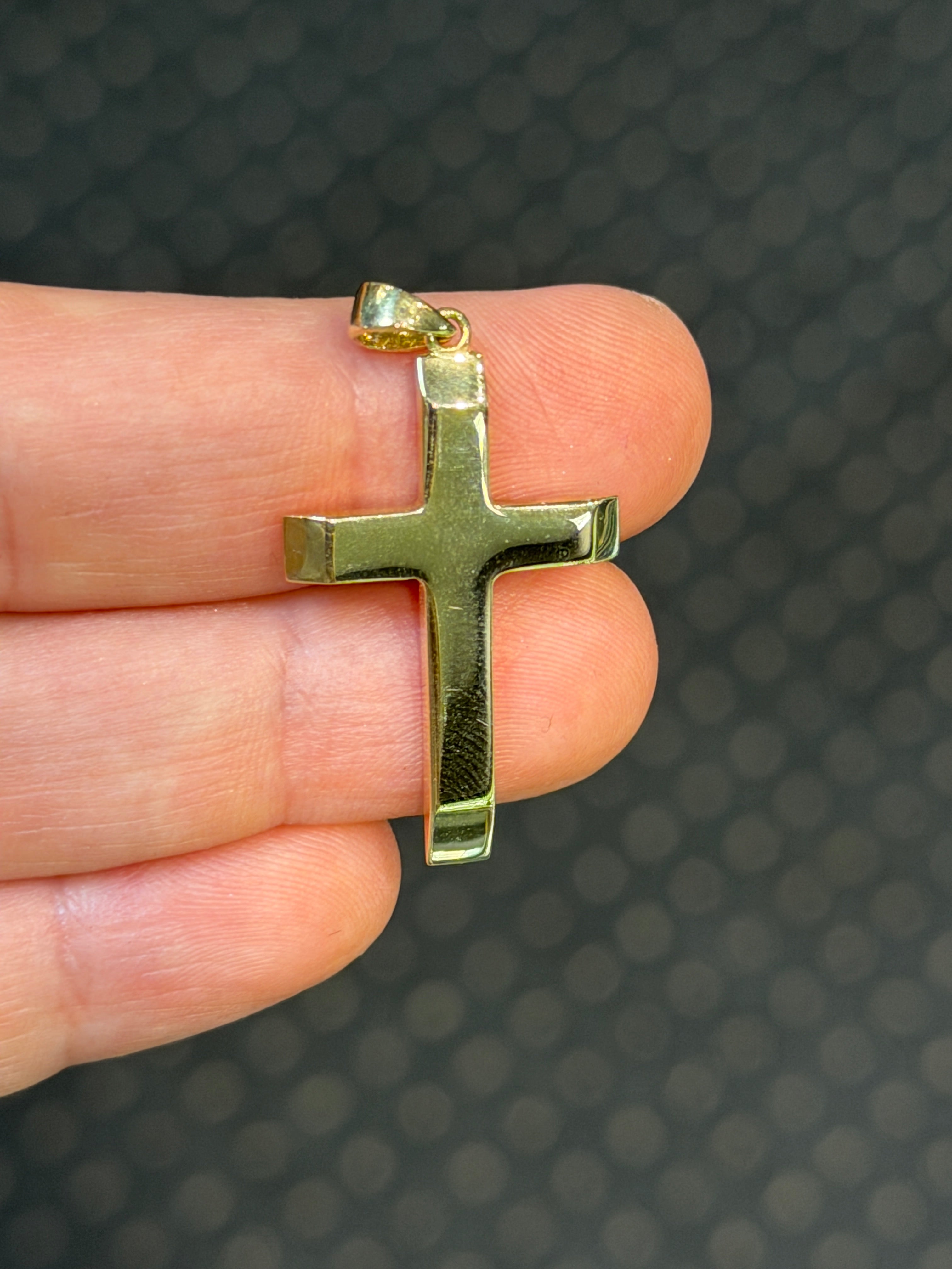 14k gold Polished cross with slant edges - Saints Gold Co.