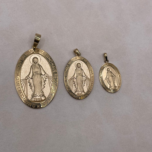 Oval Mary Religious Pendant