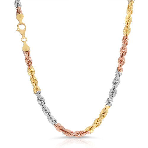 6.0MM Tri Color Rope Chain (Diamond Cut) - Saints Gold Co.