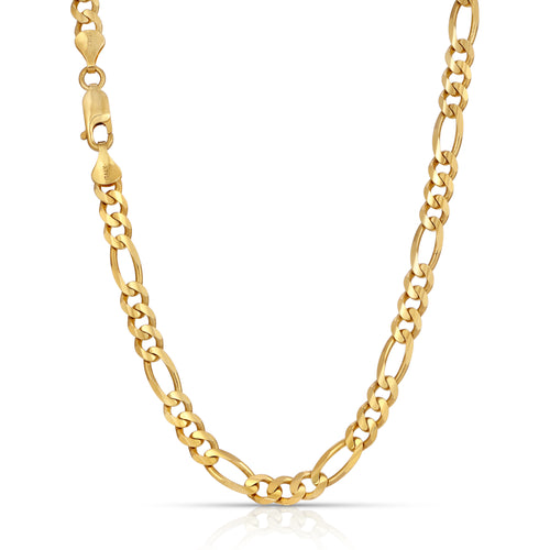 6mm Gold figaro chain made in italy necklace on a white background