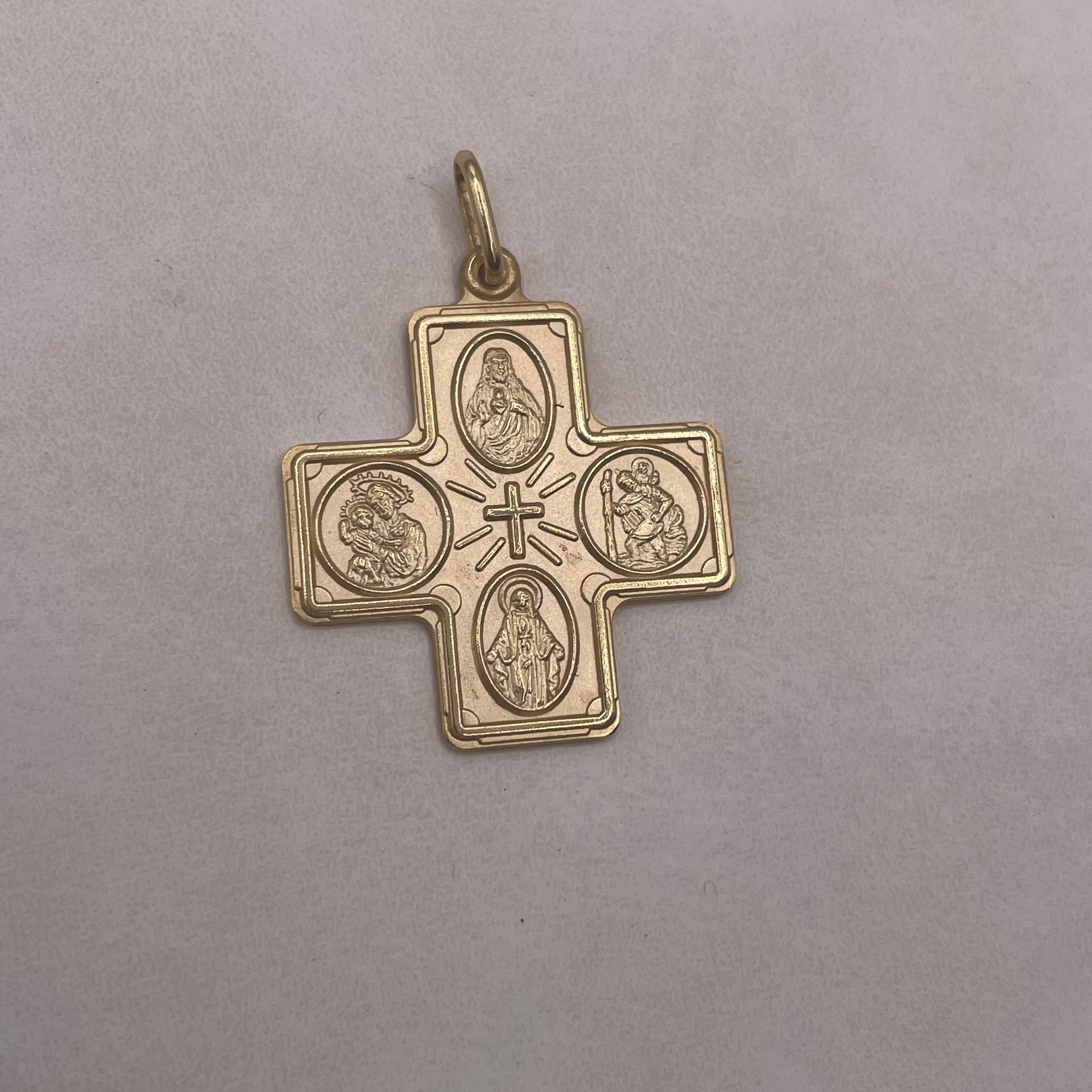 4-Way Medal Cross Pendant 14K - Saints Gold Co.