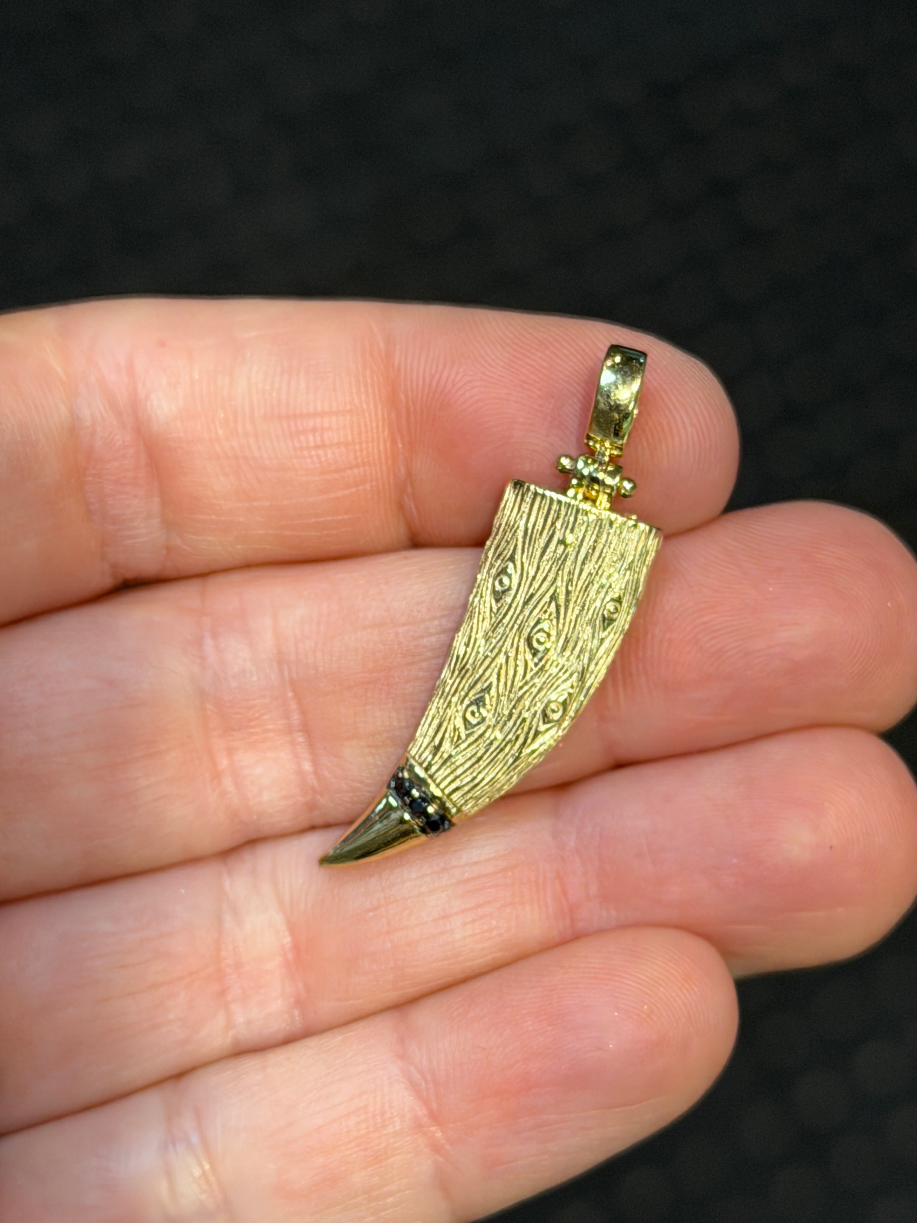 Engraved Dagger Pendant 14K Gold