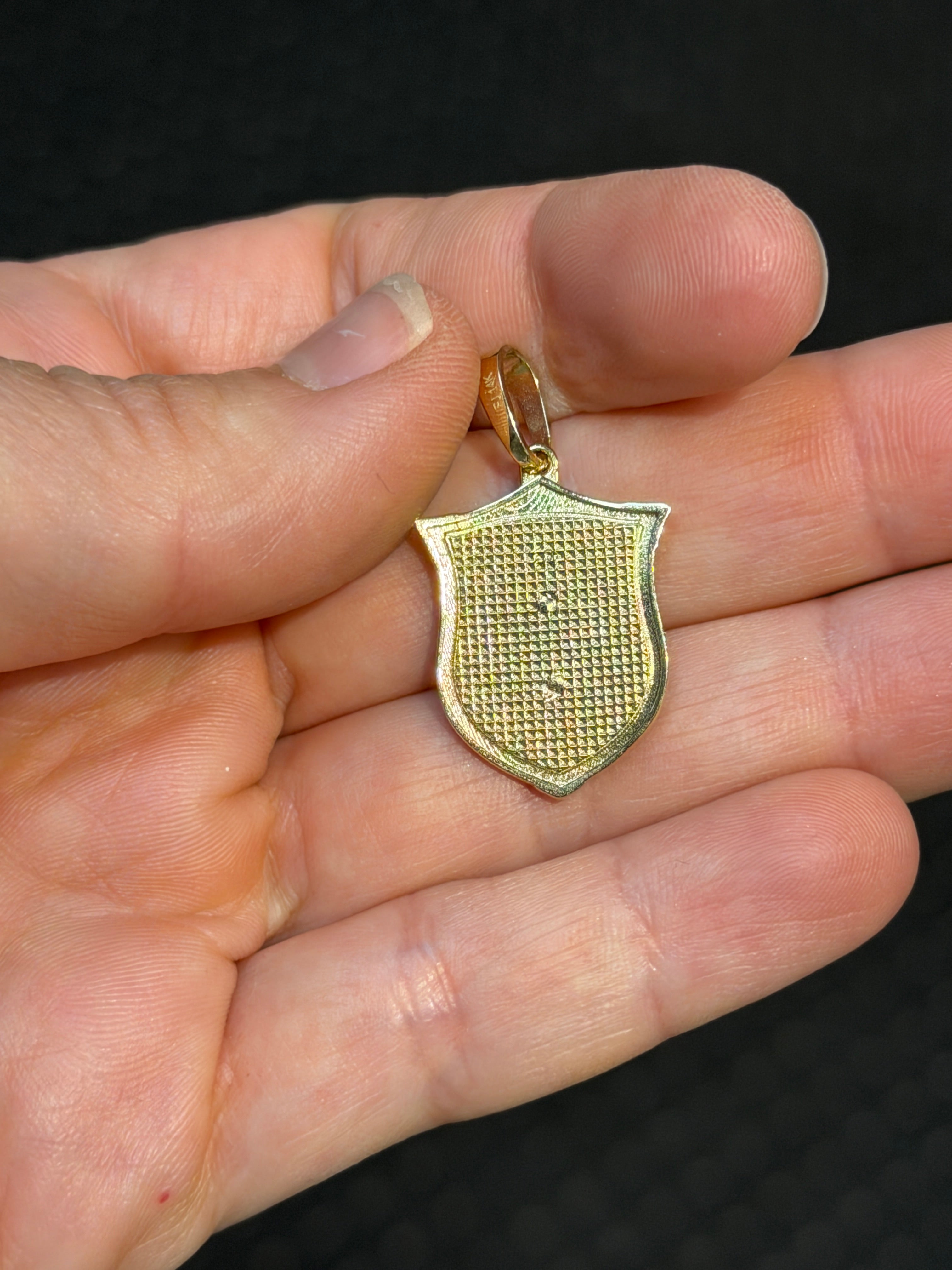 Detailed 14K Gold Falcon Shield