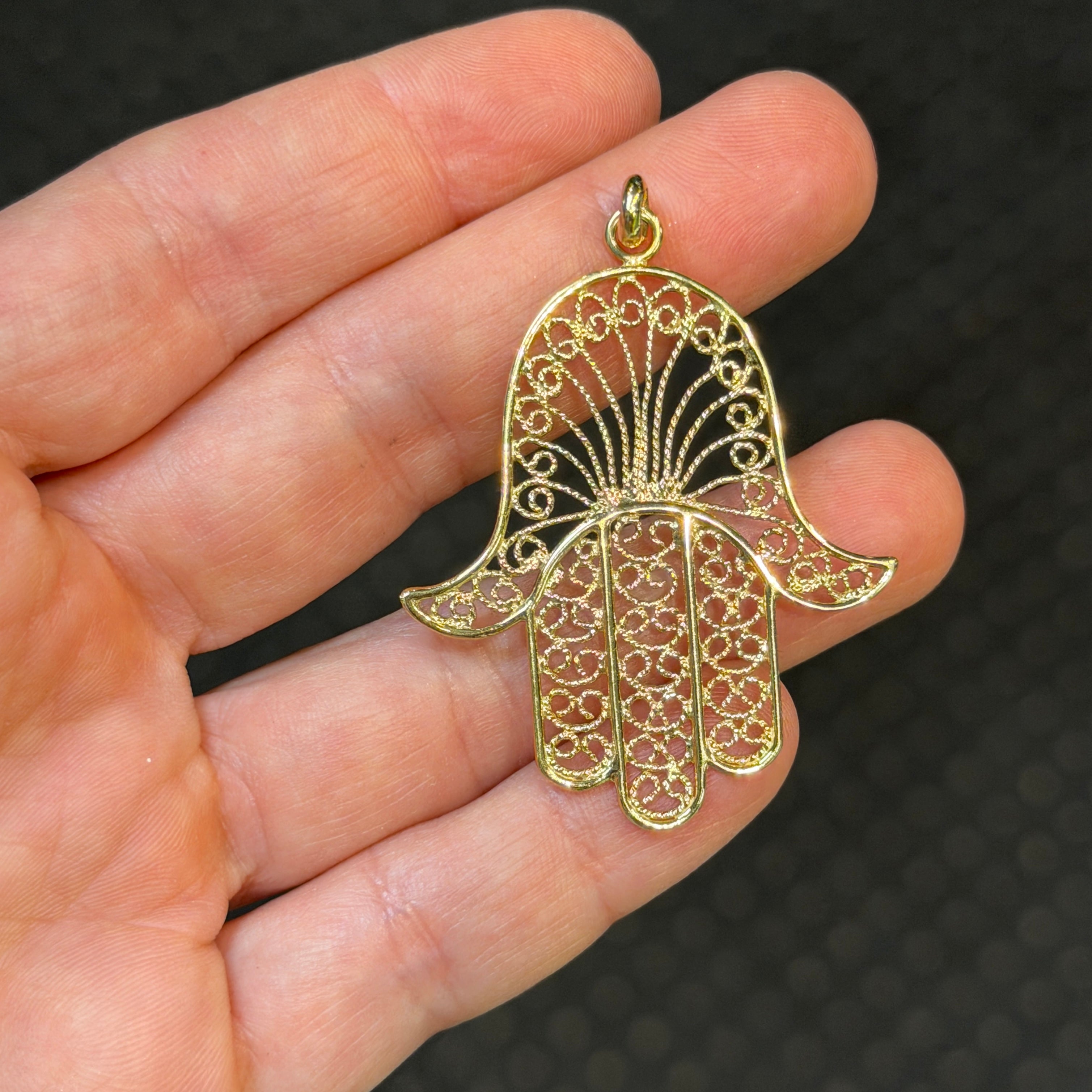 52mm Hamsa 14K Gold Pendant