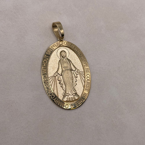 Oval Mary Religious Pendant