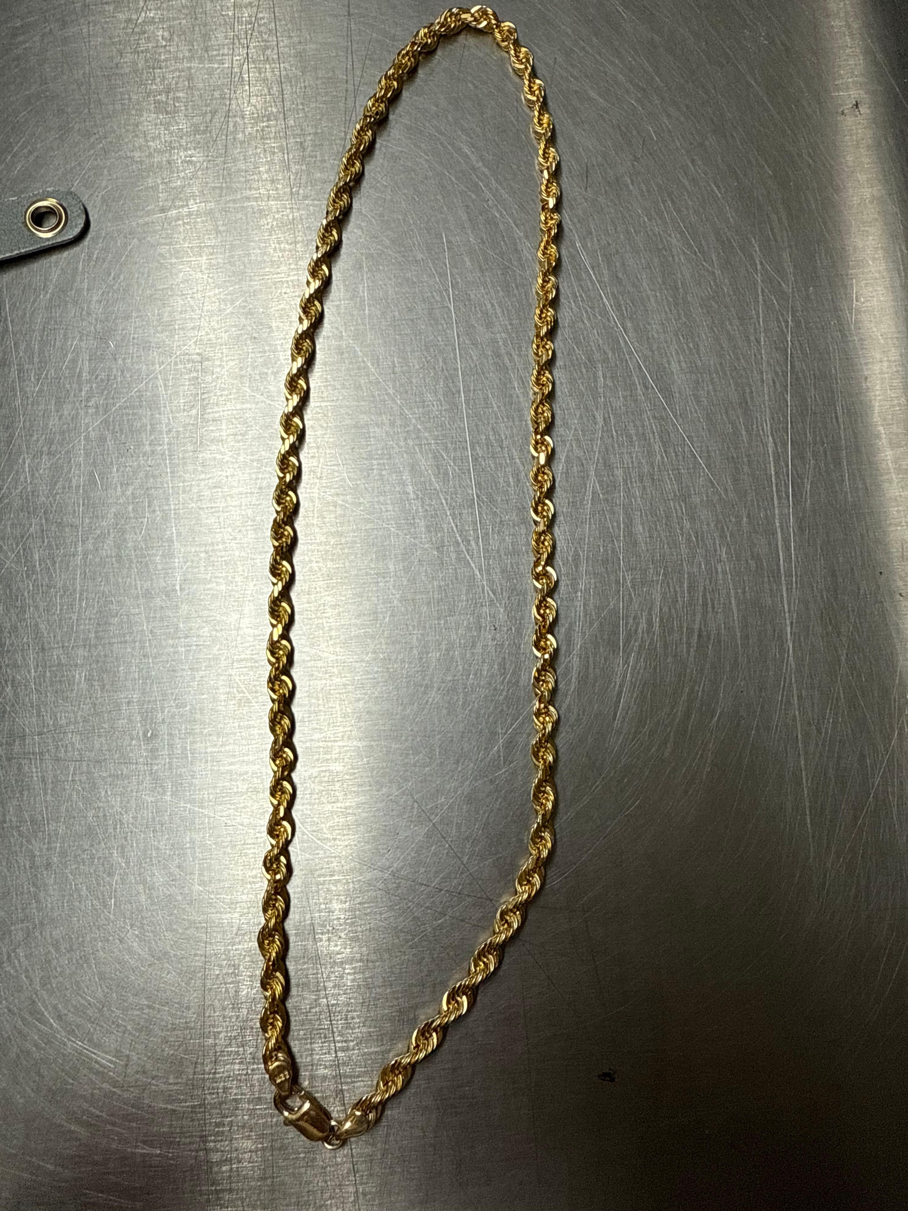 6MM 22K Solid Gold Rope 24” 90.2 grams (In stock-Final Sale)