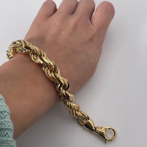 12MM Handmade Rope Bracelet 18K 137.3g 8.5”