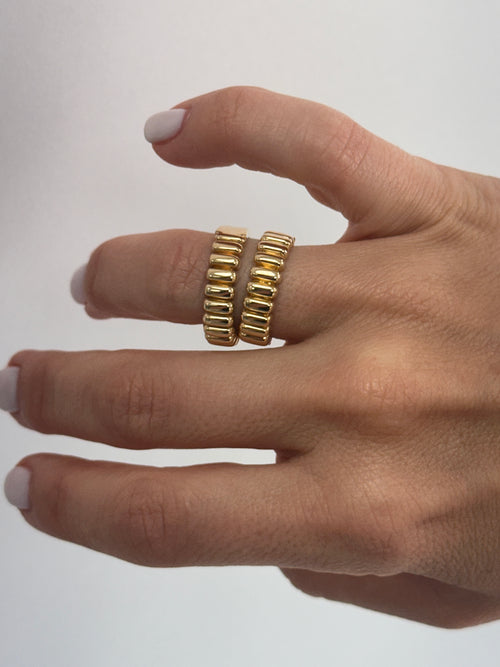 Waffle Ring 14K Solid Gold