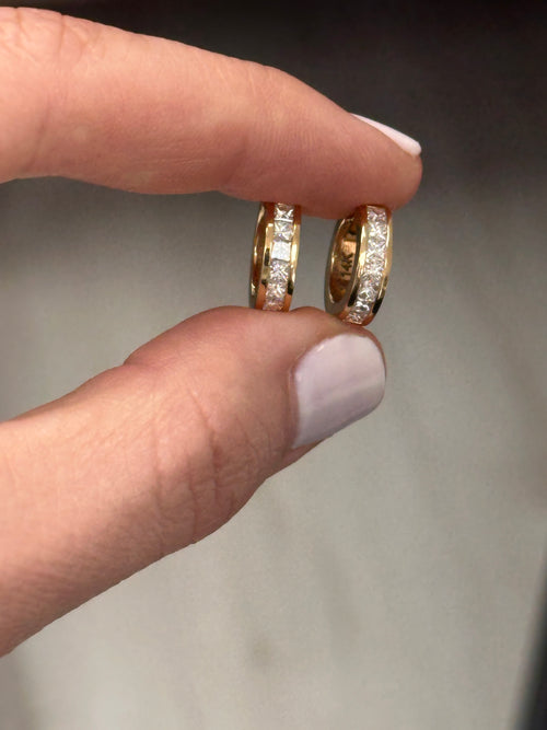 Princess cut diamond hoops (final sale)