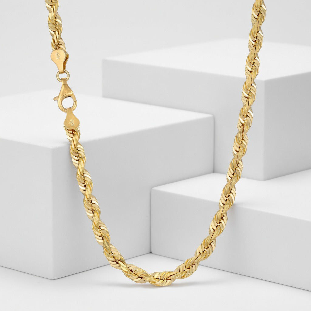 14K Gold Rope Chain (Diamond Cut)