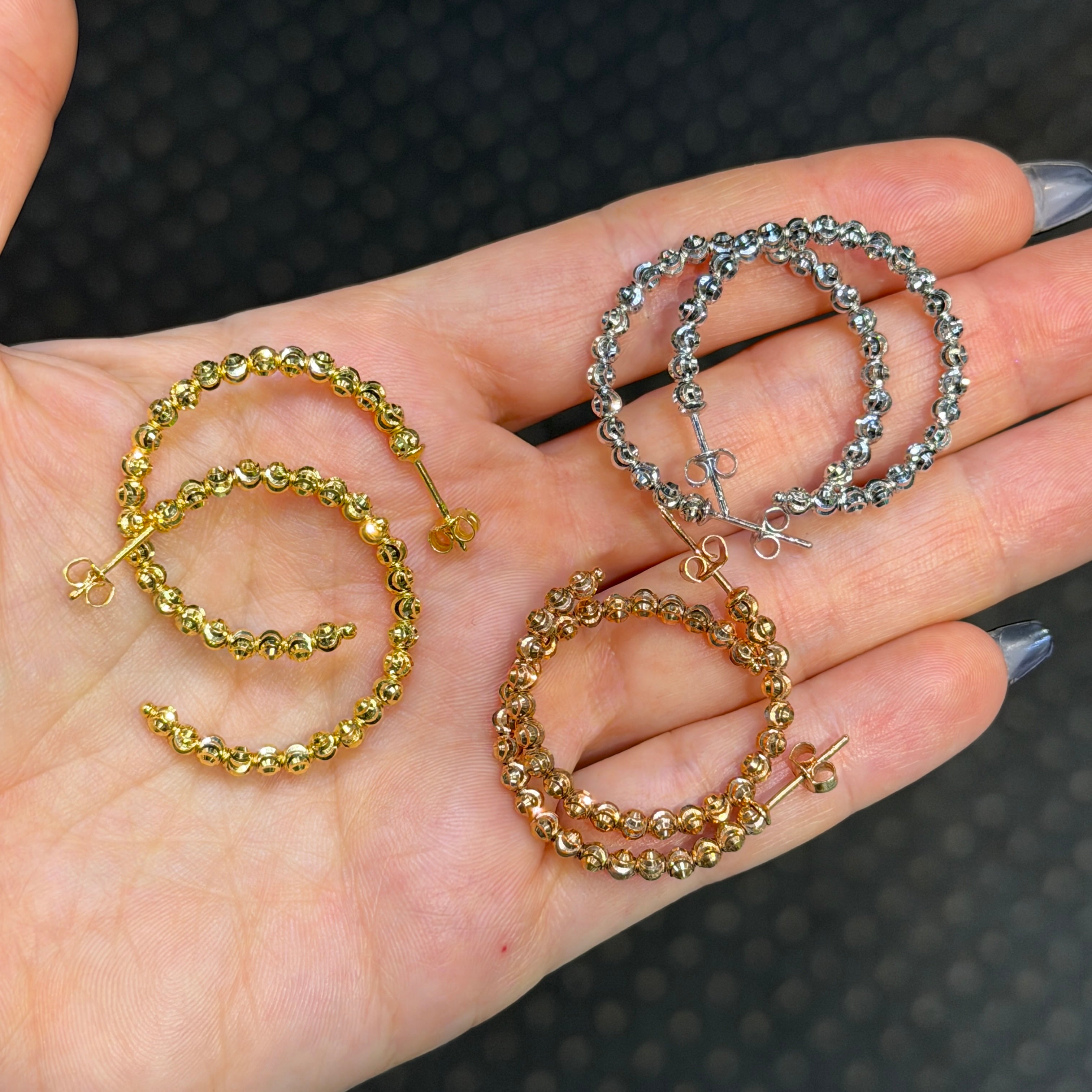 3.0MM Moonbead Hoops