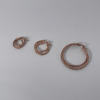 Rose Gold Diamond-Cut Hoops Trio Set