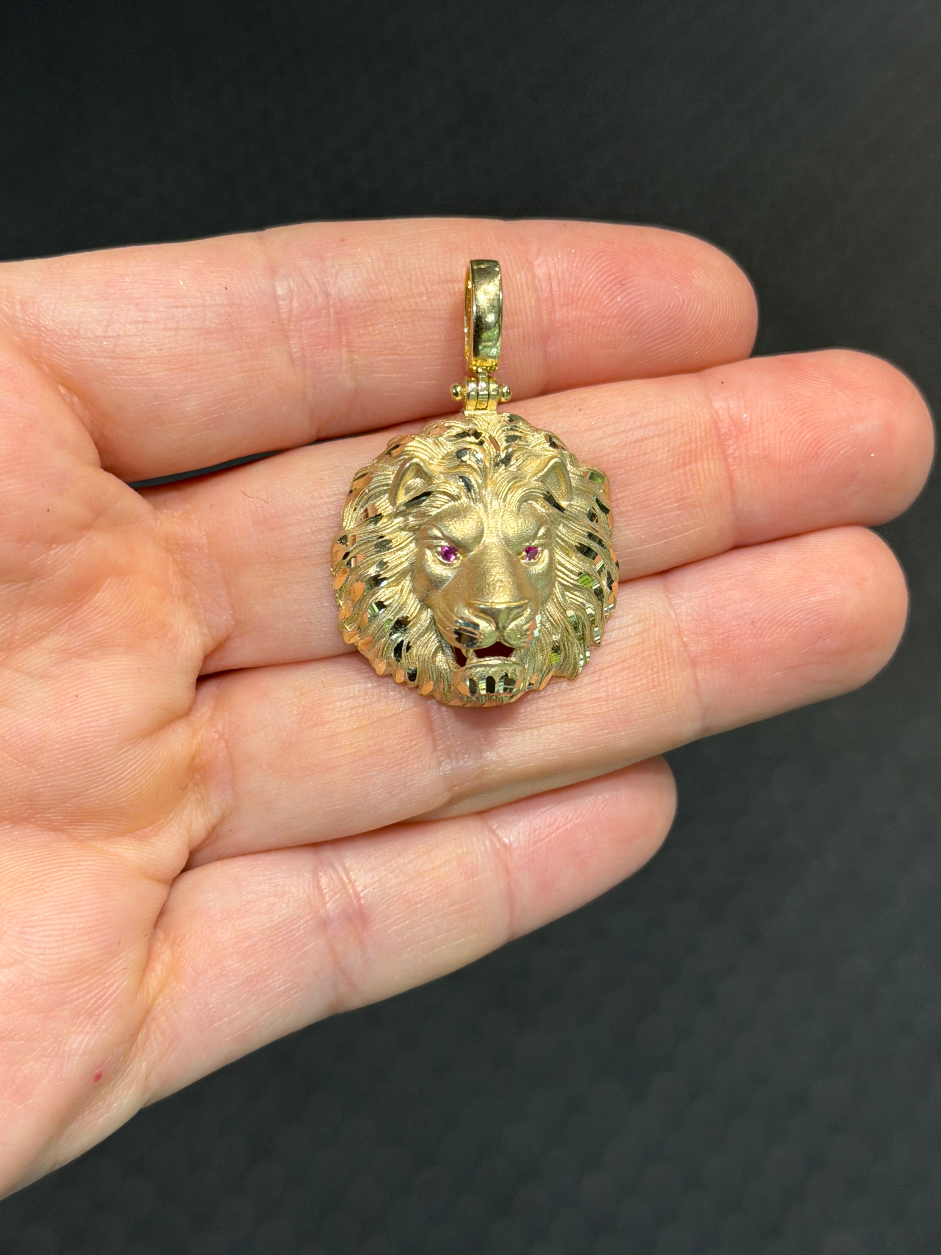 Hollow 14K Gold Lion Pendant
