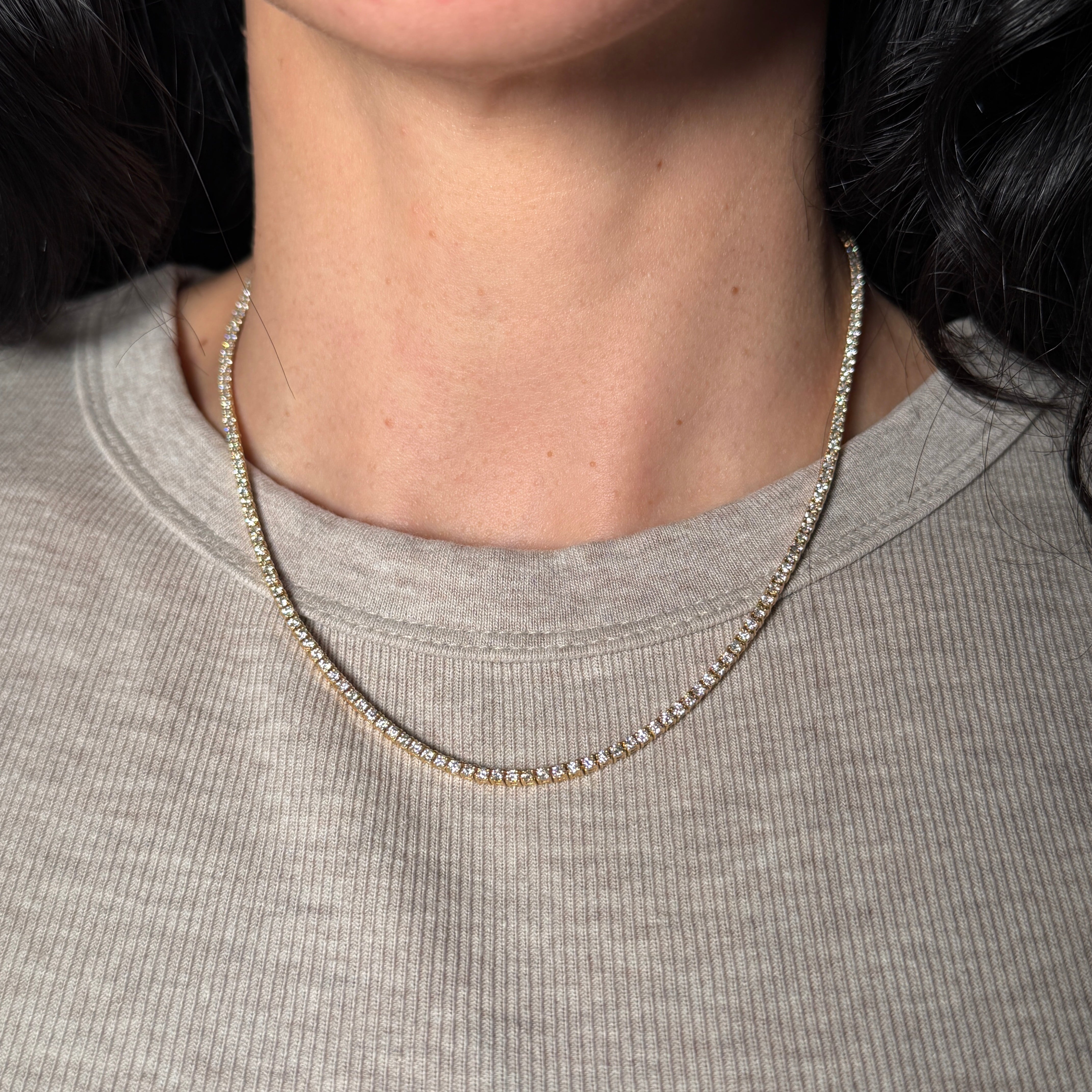 2MM VS Natural Diamond Tennis Chain 16" 5.8 Ct (final sale)
