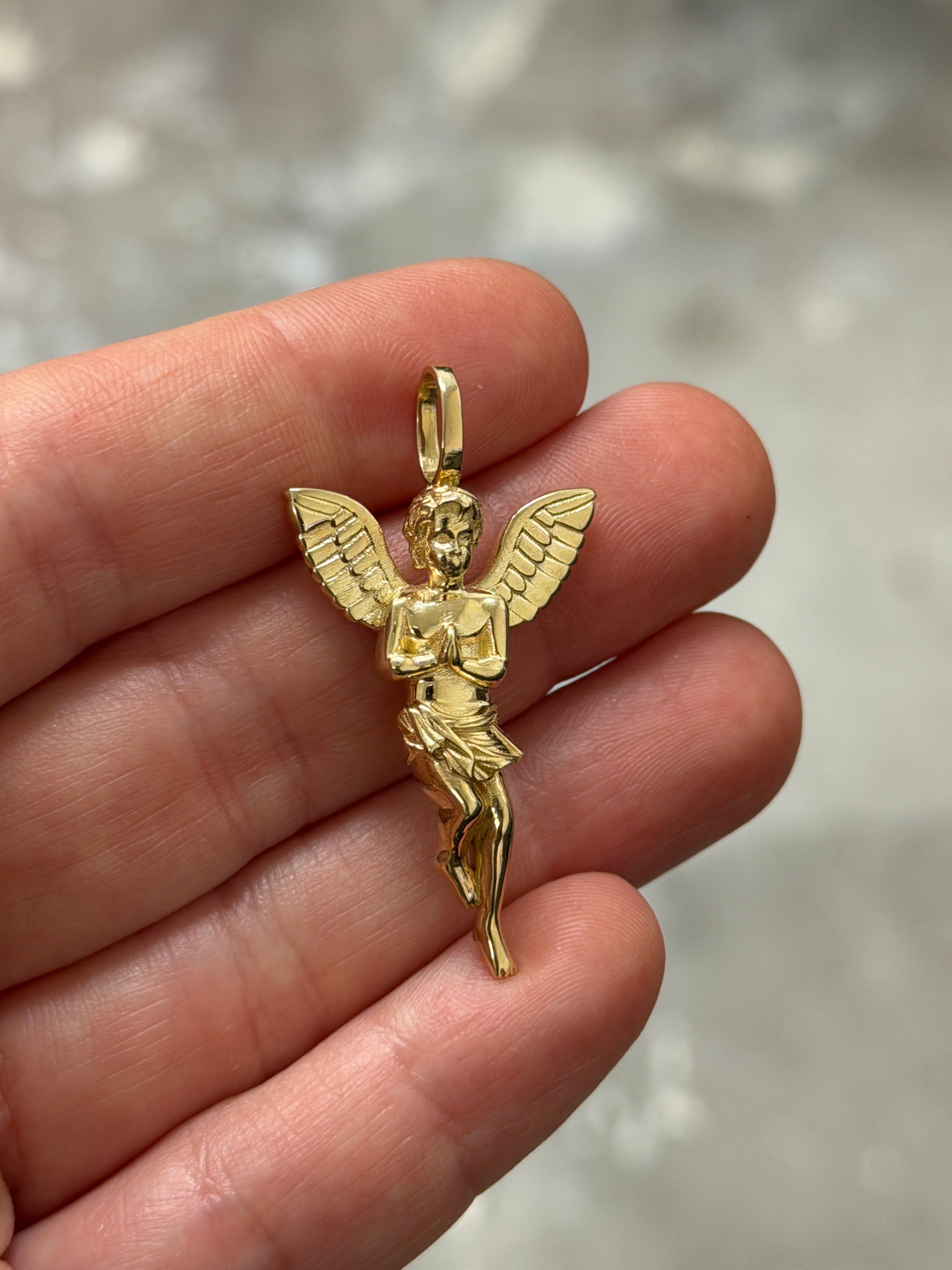 1.5 inch All Gold Angel Pendant 8.8g 14K (Final Sale) - Saints Gold Co.