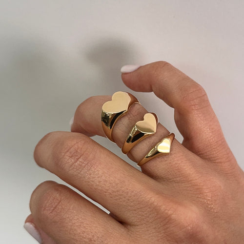 Heart Flat Signet Ring - Saints Gold Co.