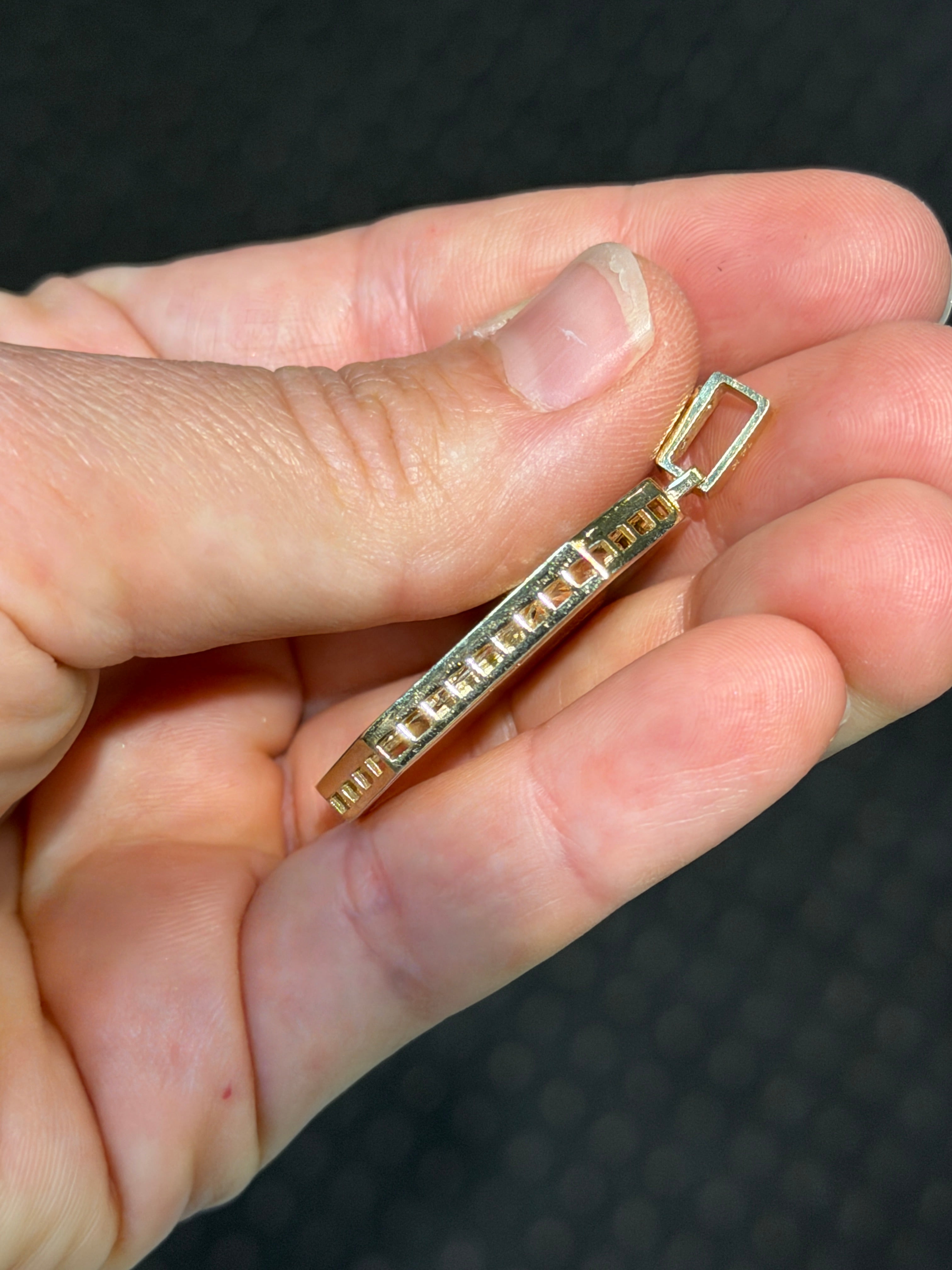 Elongated Octagon Jesus Pendant 14K Gold