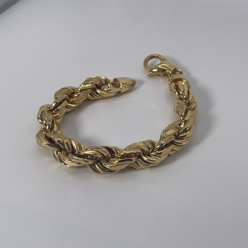 12MM Handmade Rope Bracelet 18K 137.3g 8.5”